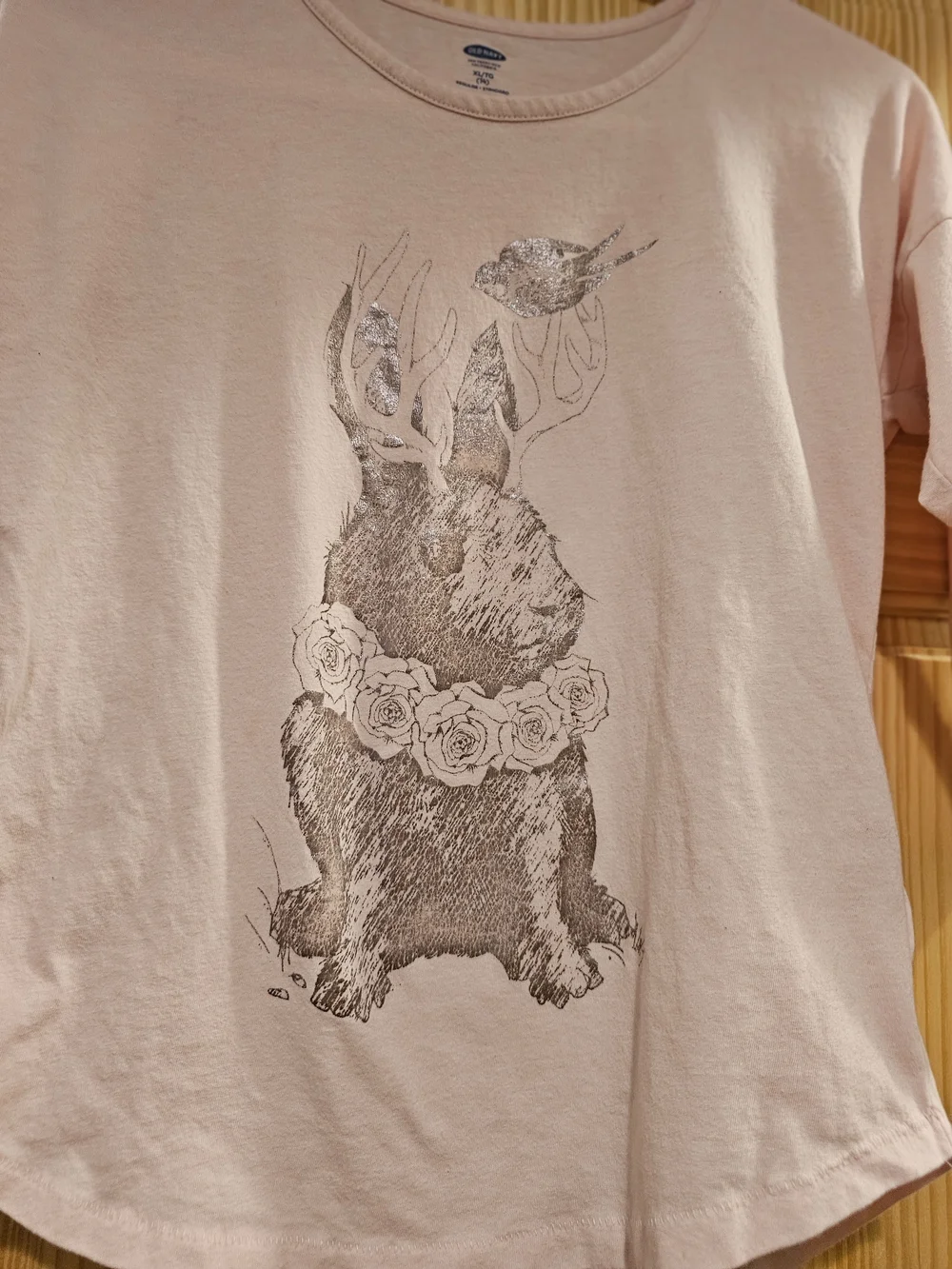 4/$10 Girls 14 Graphic Long Sleeve Tee Bunny XL Pink